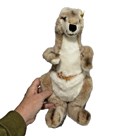 Vintage Steiff Mohair Kangaroo & Plastic Baby Joey Ear Button Tag Stuffed Animal - Picture 3 of 10
